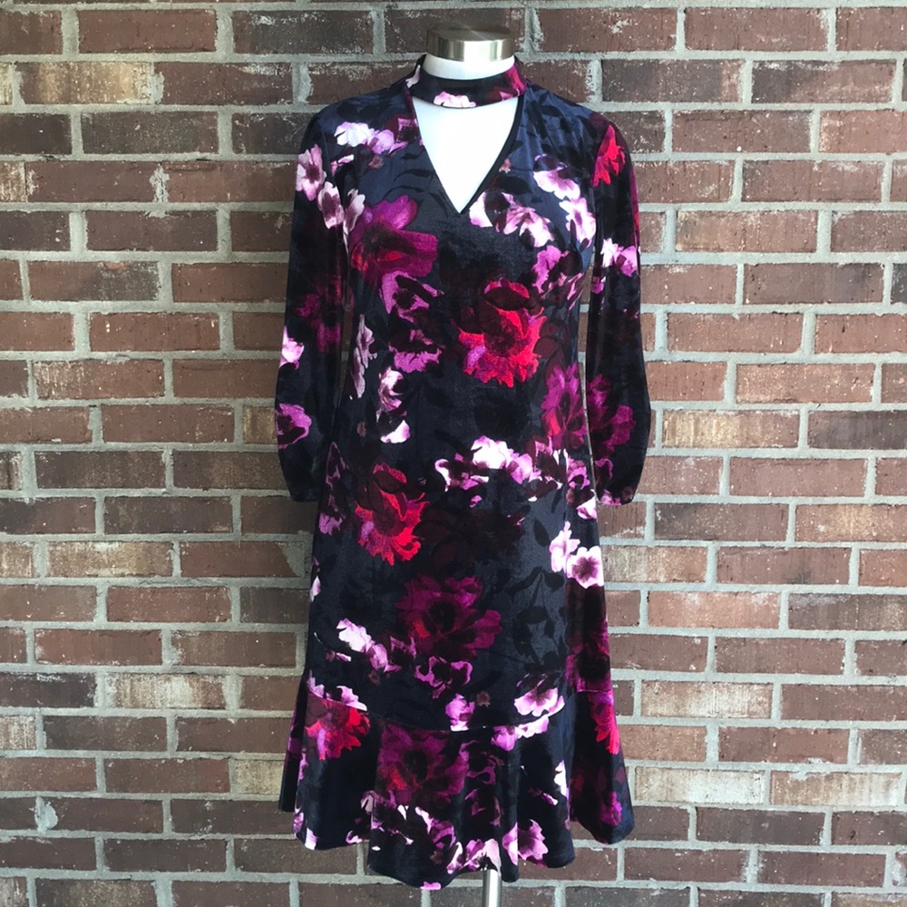 Roz & Ali Crushed Velvet Dress Small